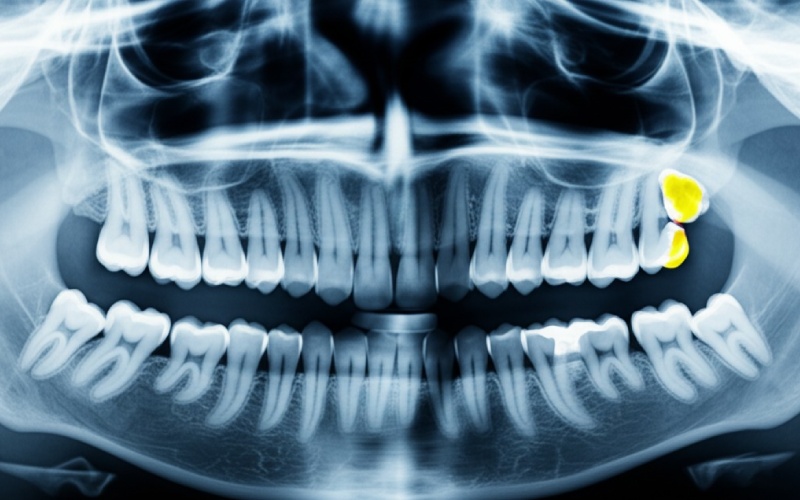 Dental chart highlighting supernumerary tooth