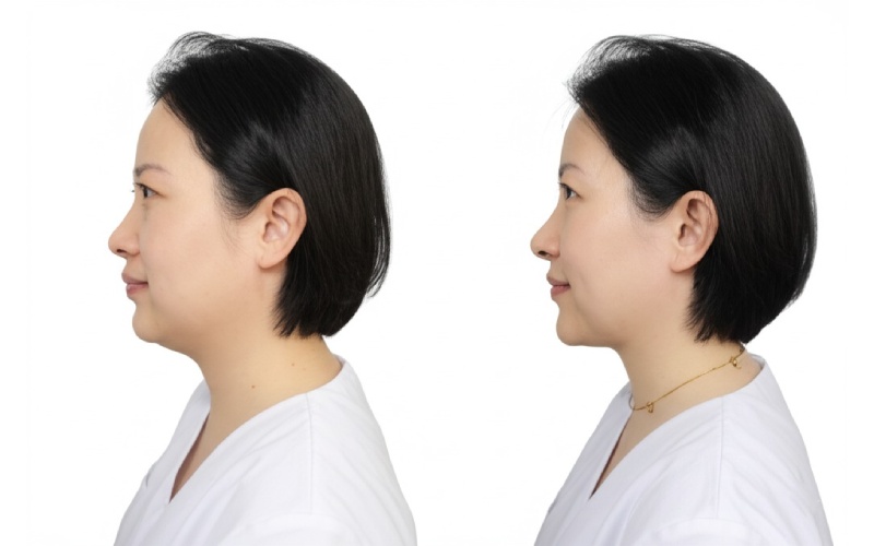 Facial profile comparison showing benefits of implant dentures