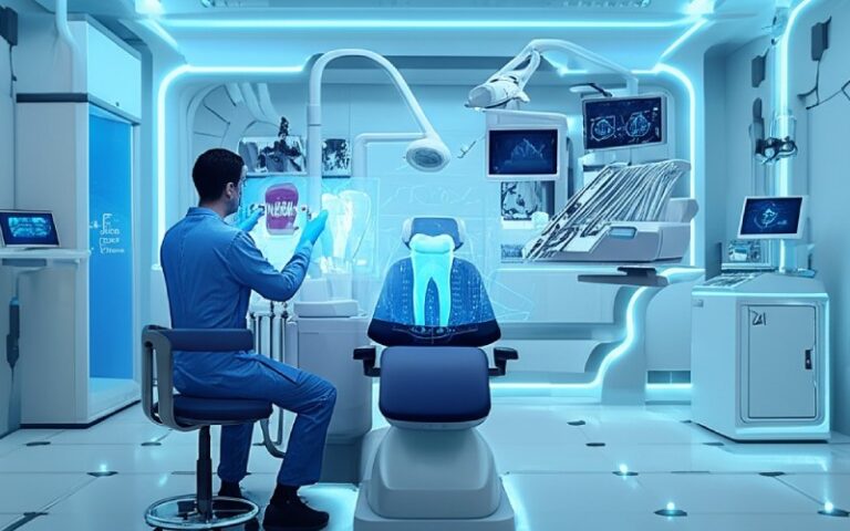 Futuristic AI-powered dental treatment environment