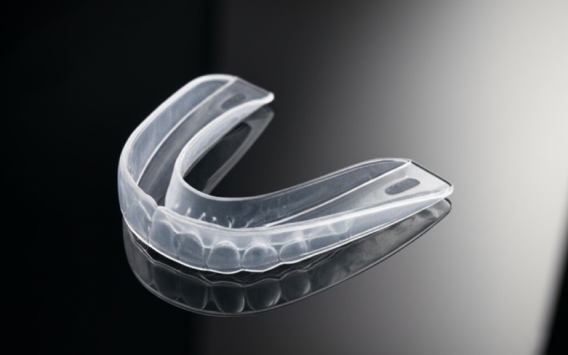 A clear dental mouth guard