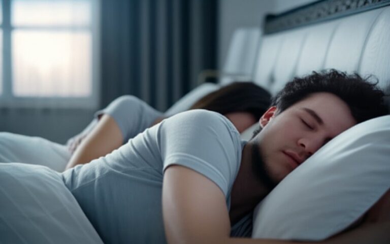 A couple sleeping peacefully in bed