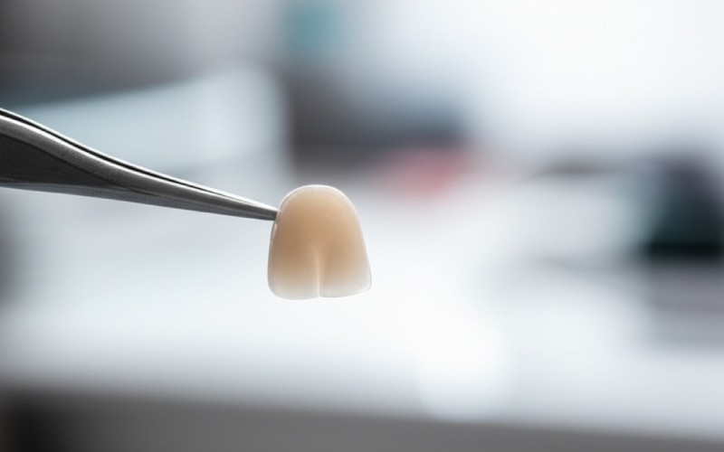 A custom-made porcelain veneer