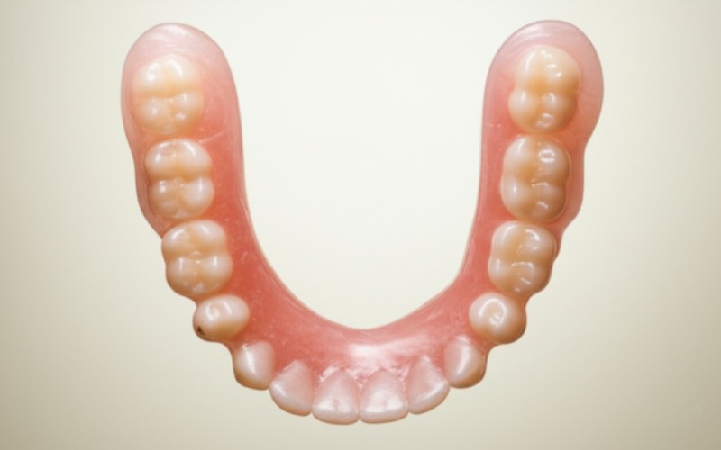 A flexible pink partial denture
