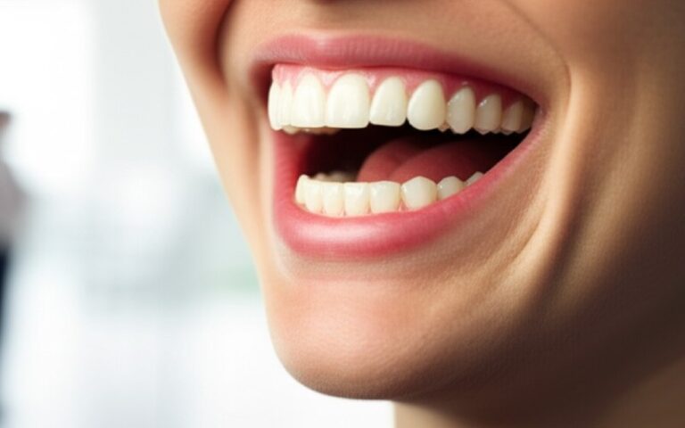 A person laughing with a healthy smile