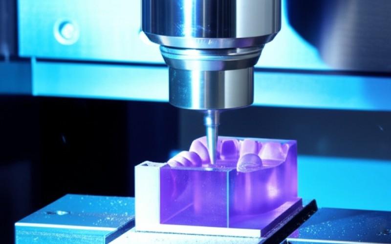 CAD/CAM machine milling a dental crown