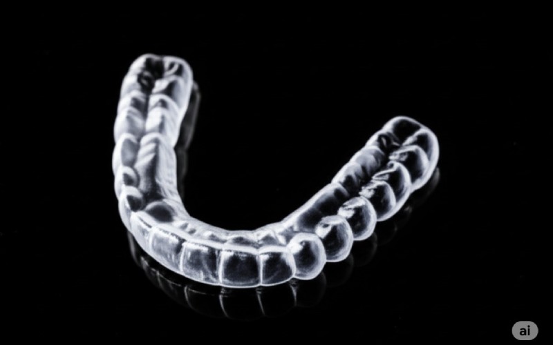 Close-up of a clear bite splint