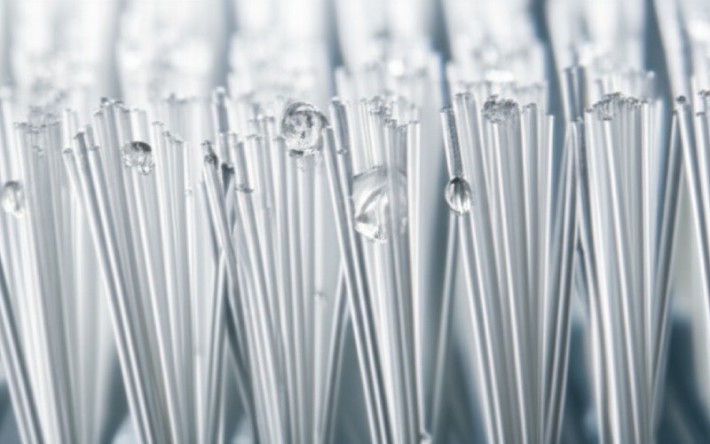 Close-up of a wet, soft toothbrush