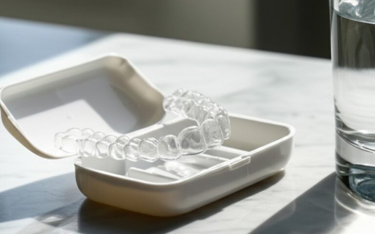 Dental bite splint in its case