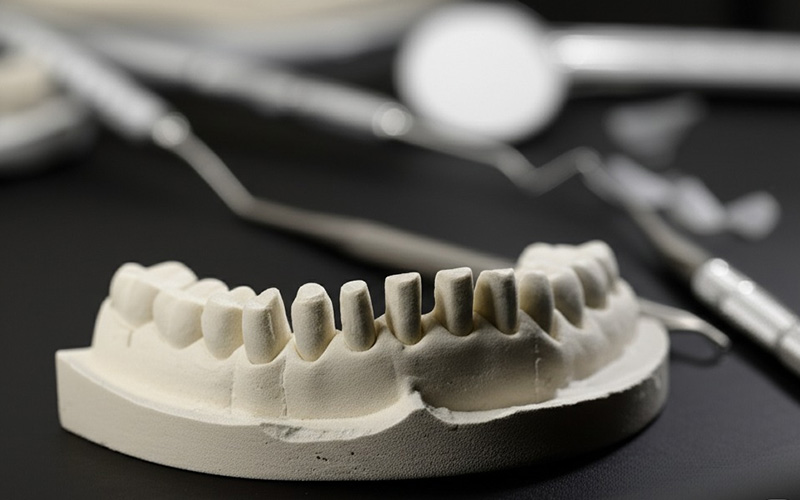 Dental cast showing prepared teeth