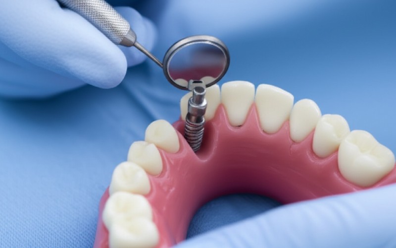 Dental implant placement in a model