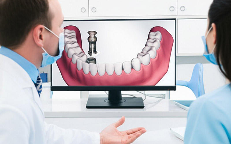 Dentist and lab tech video consultation
