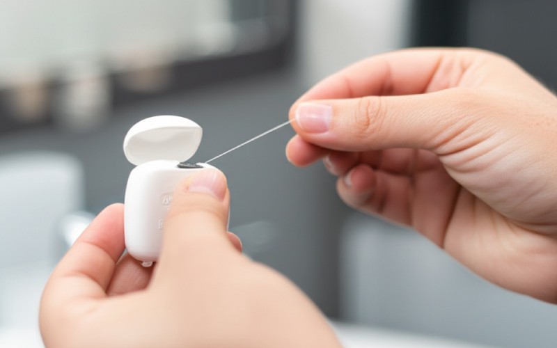 Hands holding dental floss