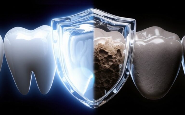 Healthy versus eroded tooth enamel surface