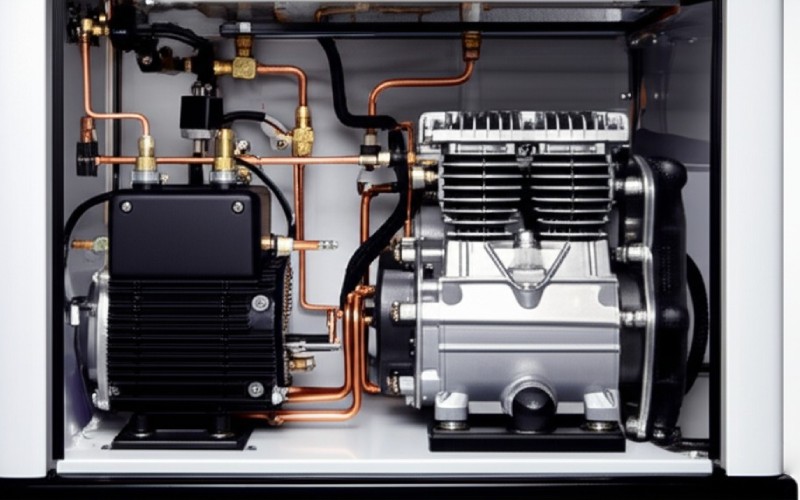 Internal mechanics of a dental air compressor