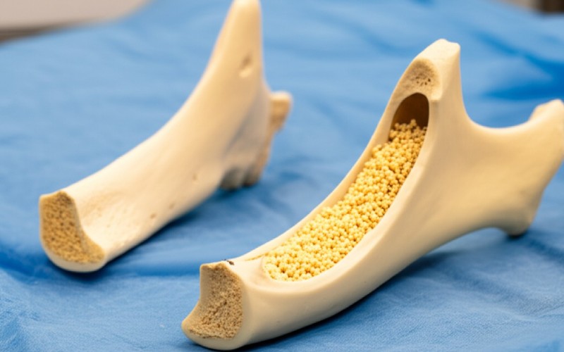 Jawbone model with bone graft