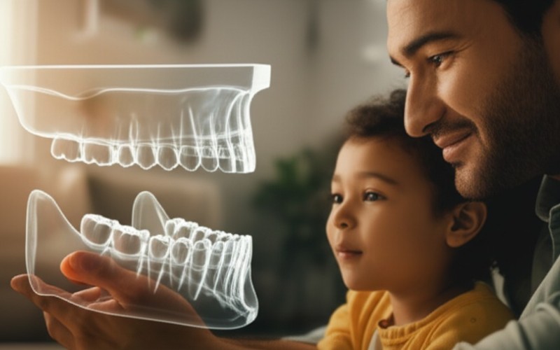 Parent and child planning a future healthy smile