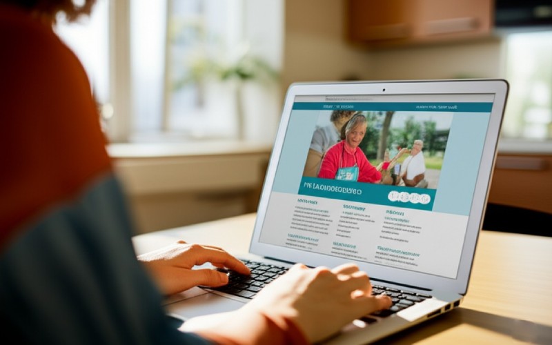 Person researching affordable dental care options online