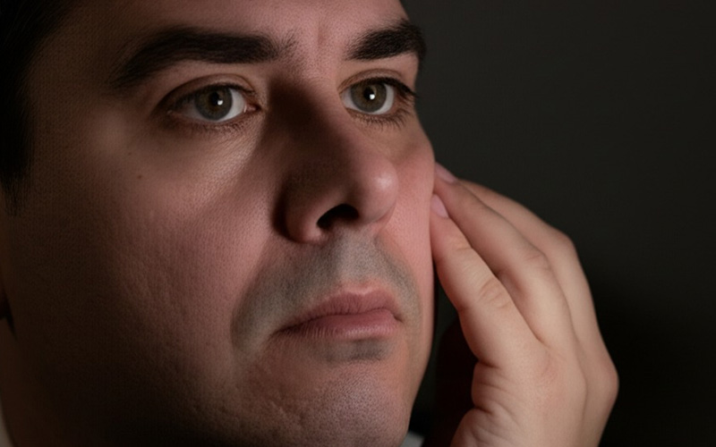 Person with a painful toothache