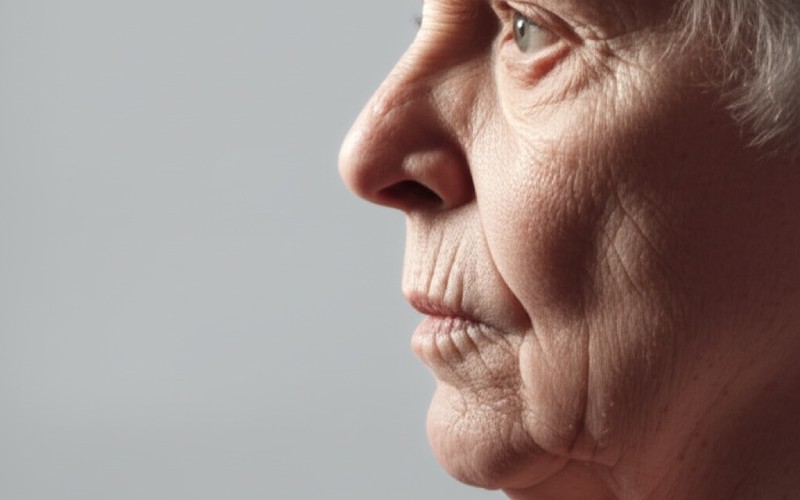 Profile view showing strong jawline