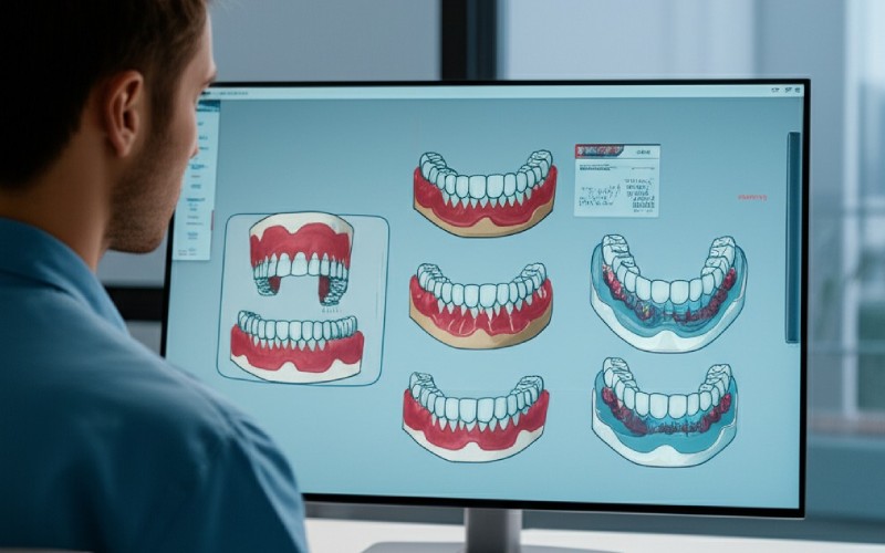 Reviewing 3D teeth models on a screen