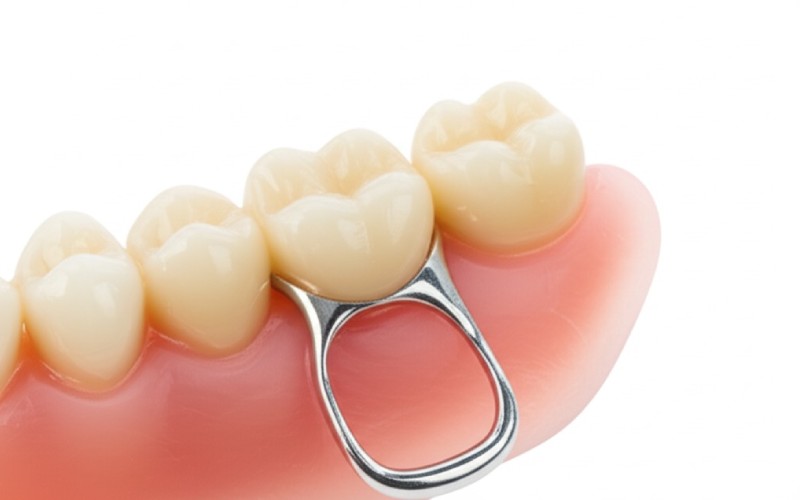 Seamless clasp of a flexible denture