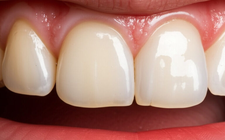 Slightly receded human gum line