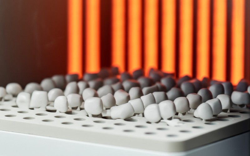 Zirconia crowns in a sintering oven