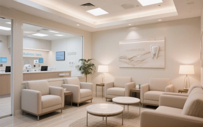 Serene and comfortable dental waiting area