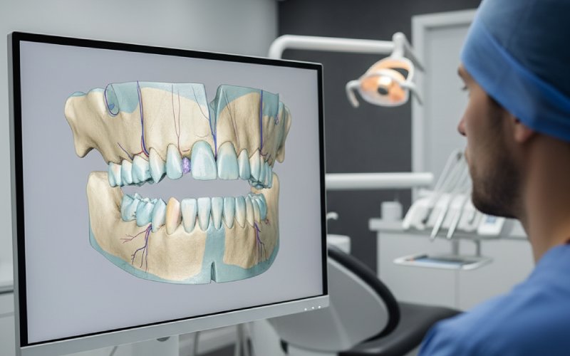 3D dental scan on a computer monitor
