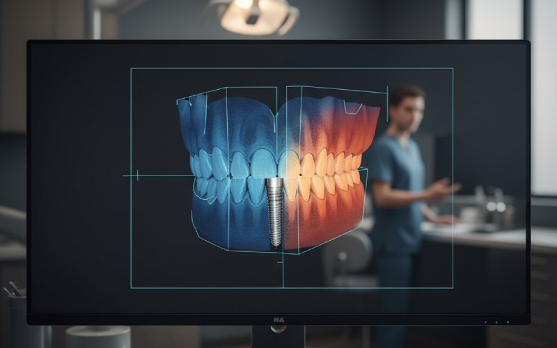 3D-scanning af et tandimplantat i en kæbeknogle