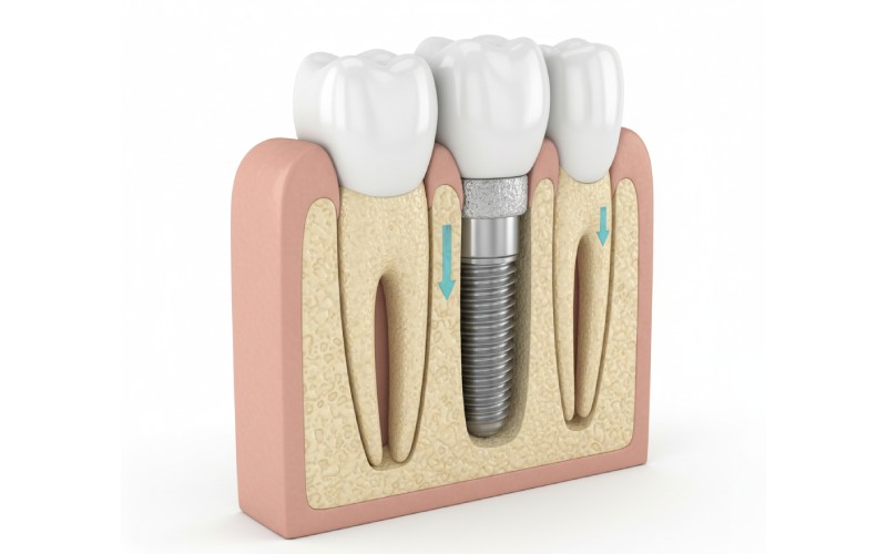 Cross-section of a dental implant