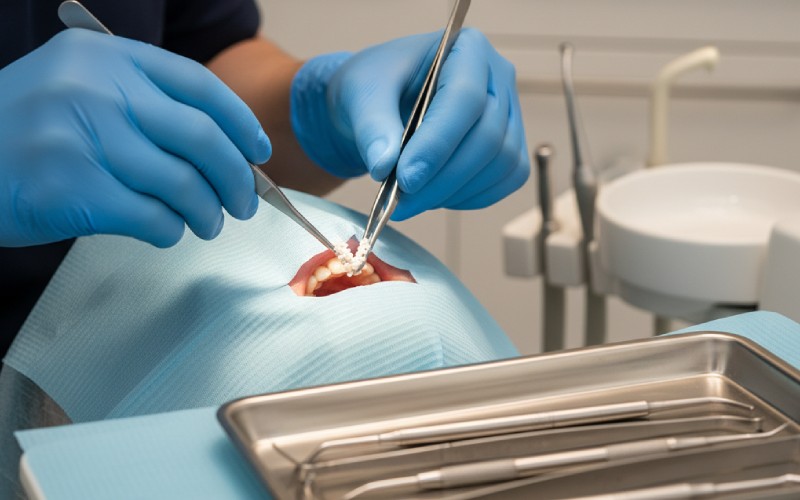 close-up bone graft procedure