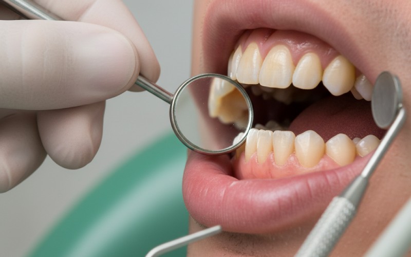 closeup smoker gum exam