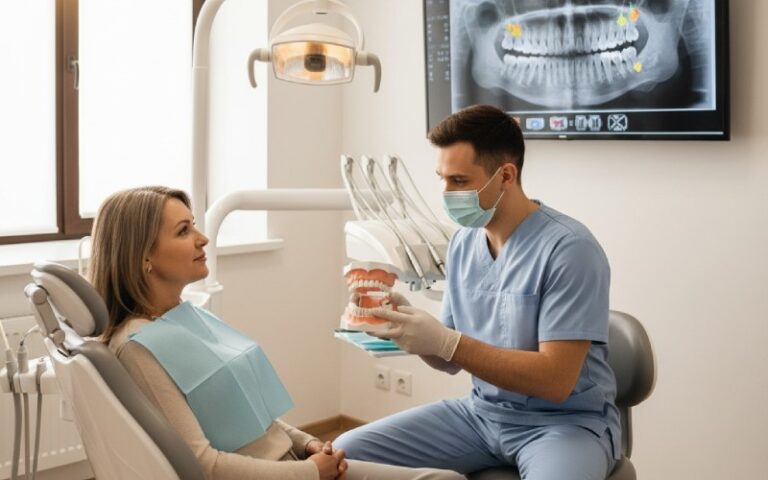 dentist explaining bone graft