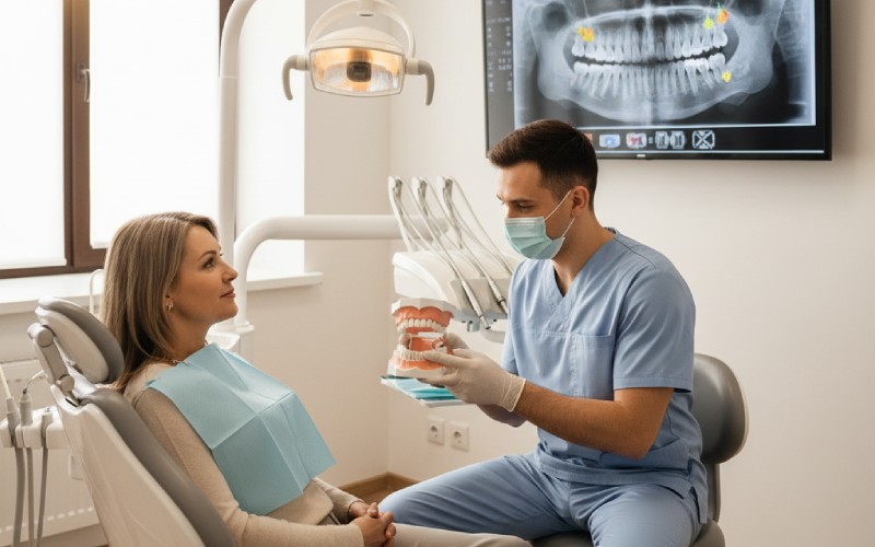 dentist explaining bone graft