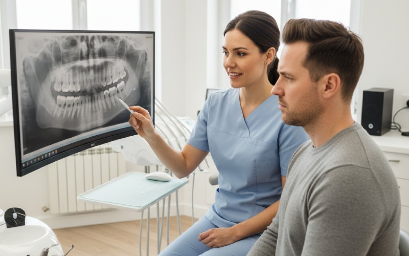 dentist explaining dental xray